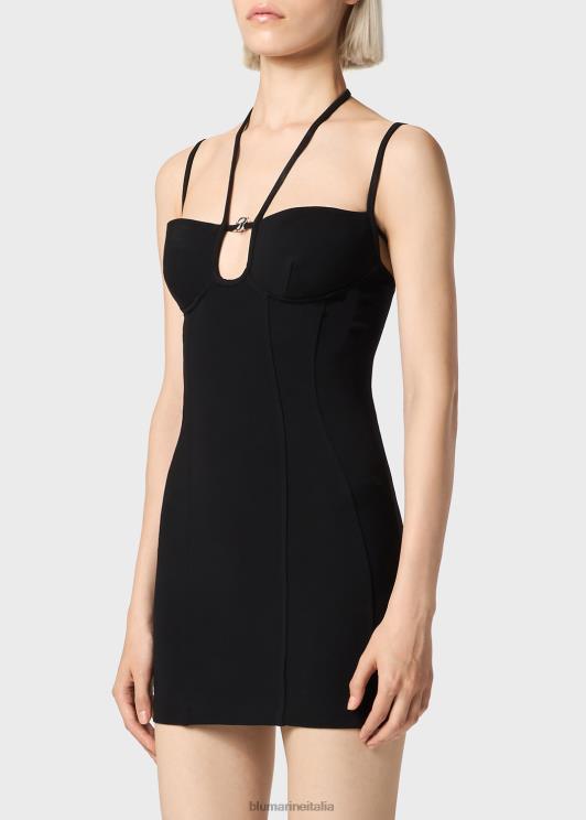 Blumarine donne abito in jersey con cut-out e monogramma b abbigliamento 0L44T33