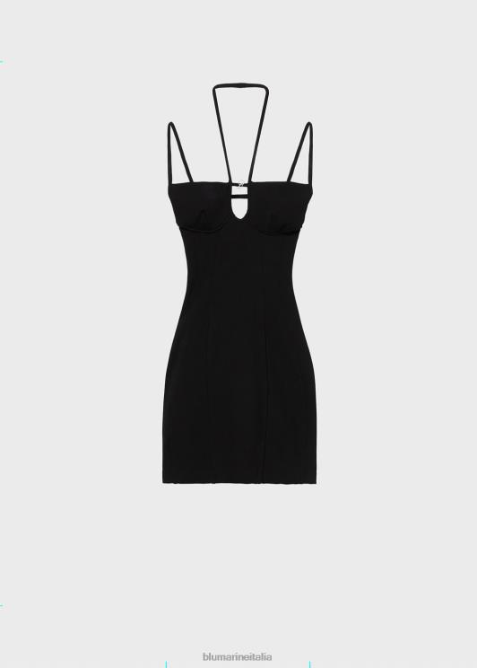 Blumarine donne abito in jersey con cut-out e monogramma b abbigliamento 0L44T33
