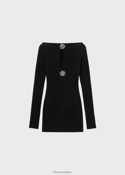 Blumarine donne abito in jersey con goccia e rose abbigliamento 0L44T29