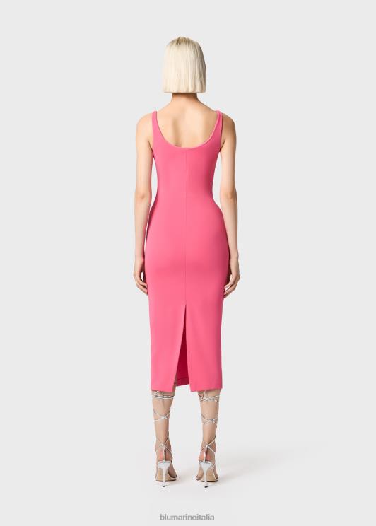 Blumarine donne abito midi con dettagli cut-out e decorazione di rose abbigliamento 0L44T30