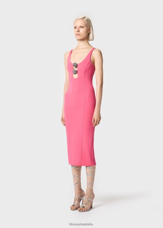 Blumarine donne abito midi con dettagli cut-out e decorazione di rose abbigliamento 0L44T30