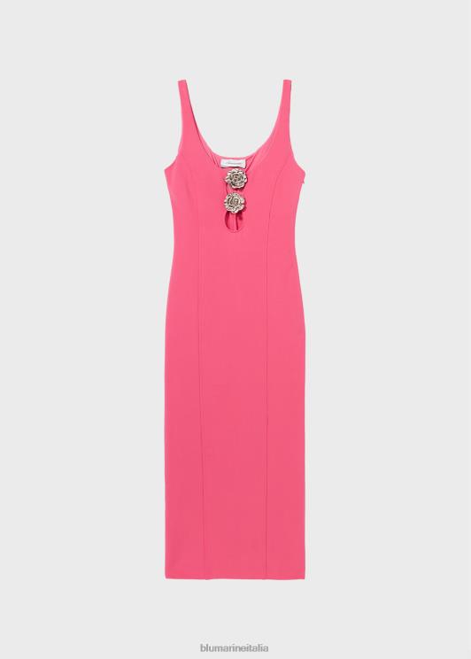 Blumarine donne abito midi con dettagli cut-out e decorazione di rose abbigliamento 0L44T30
