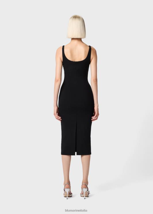 Blumarine donne abito midi con dettagli cut-out e decorazione di rose abbigliamento 0L44T31
