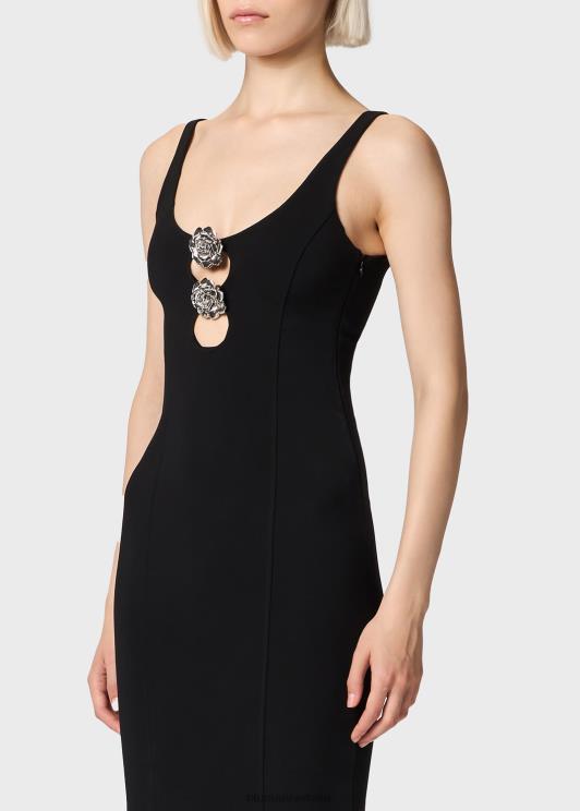 Blumarine donne abito midi con dettagli cut-out e decorazione di rose abbigliamento 0L44T31