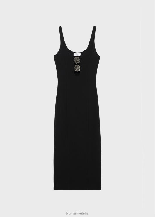 Blumarine donne abito midi con dettagli cut-out e decorazione di rose abbigliamento 0L44T31