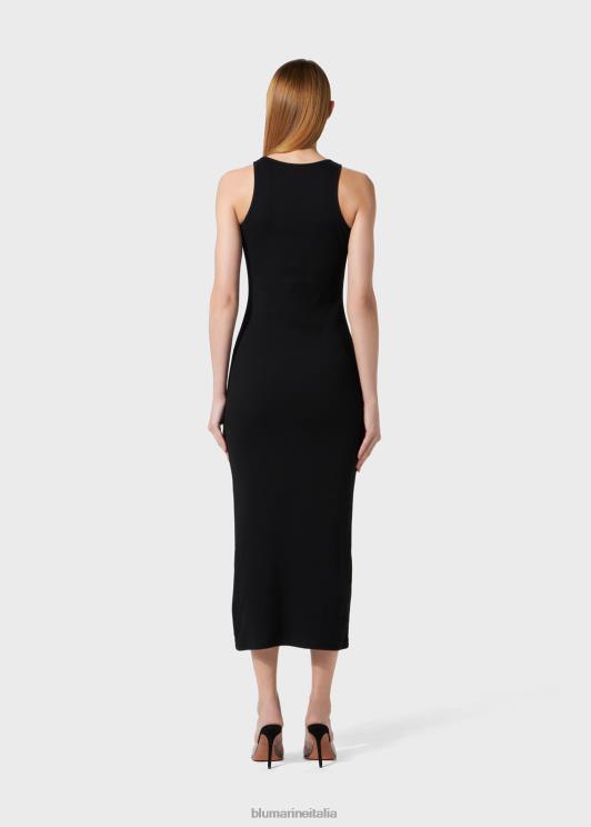 Blumarine donne abito midi con ricamo gotico di strass abbigliamento 0L44T42