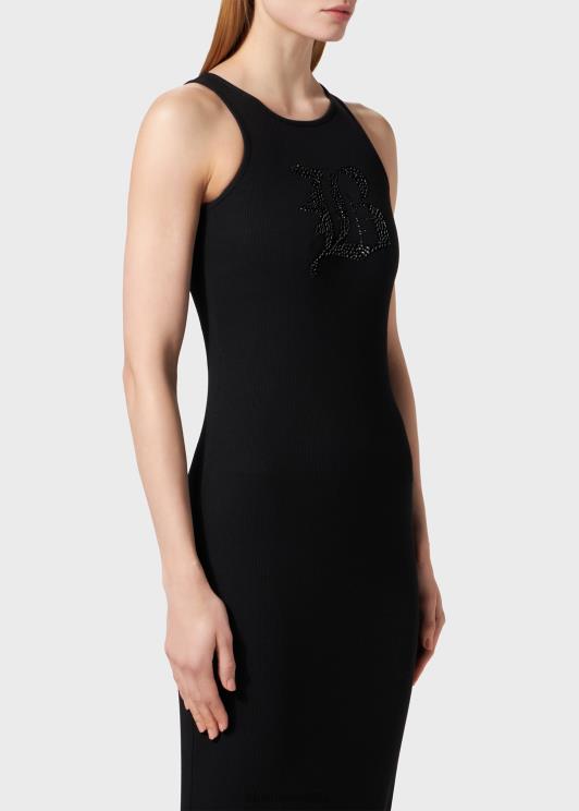 Blumarine donne abito midi con ricamo gotico di strass abbigliamento 0L44T42