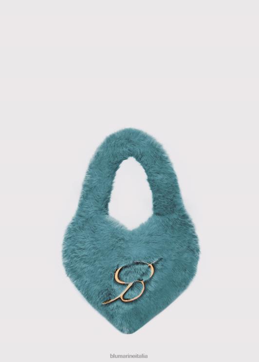 Blumarine donne Borsa a cuore in pelliccia sintetica con spilla monogramma B Accessori 0L44T262