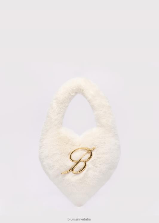 Blumarine donne Borsa a cuore in pelliccia sintetica con spilla monogramma B Accessori 0L44T263
