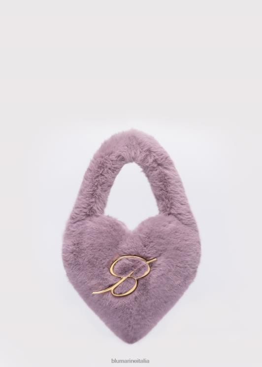 Blumarine donne Borsa a cuore in pelliccia sintetica con spilla monogramma B Accessori 0L44T264