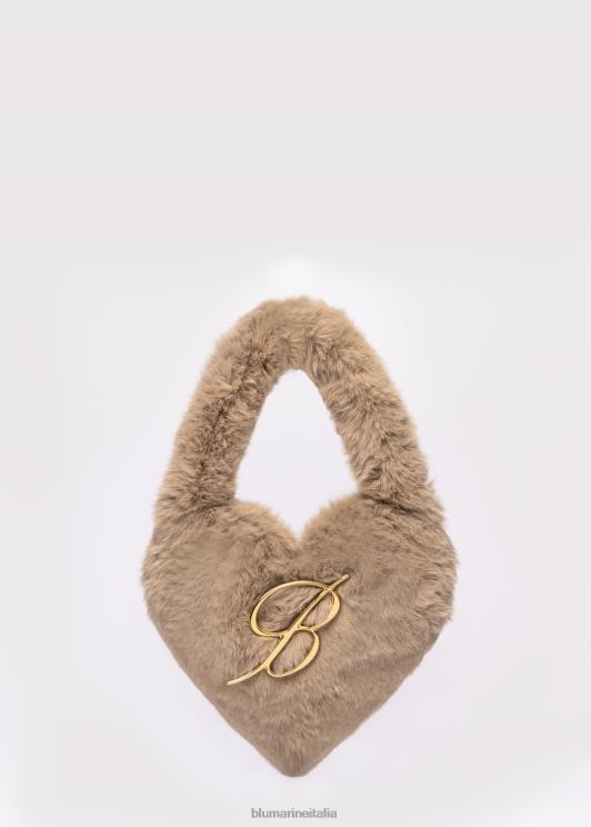 Blumarine donne Borsa a cuore in pelliccia sintetica con spilla monogramma B Accessori 0L44T265