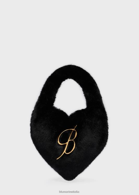 Blumarine donne Borsa a forma di cuore in pelliccia sintetica con spilla con monogramma b Accessori 0L44T259