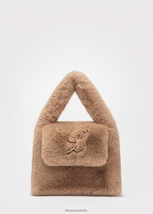 Blumarine donne Borsa a mano in pelliccia sintetica con spilla monogramma b in strass Accessori 0L44T270