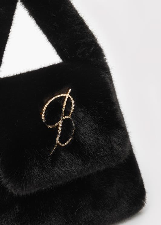 Blumarine donne Borsa a mano in pelliccia sintetica con spilla monogramma b in strass Accessori 0L44T271