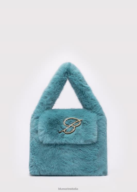 Blumarine donne Borsa a mano in pelliccia sintetica con spilla monogramma b in strass Accessori 0L44T272