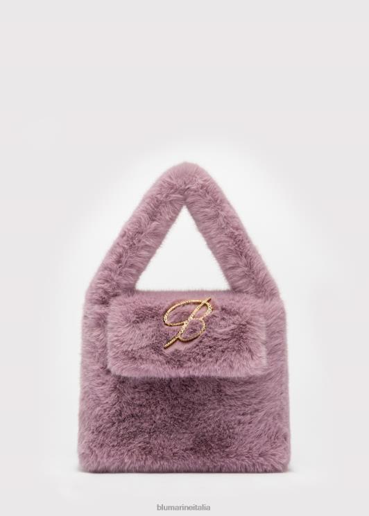 Blumarine donne Borsa a mano in pelliccia sintetica con spilla monogramma b in strass Accessori 0L44T277