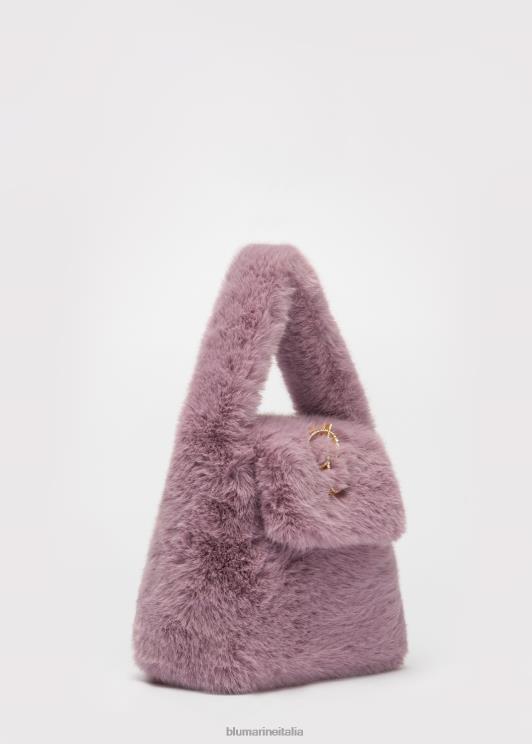 Blumarine donne Borsa a mano in pelliccia sintetica con spilla monogramma b in strass Accessori 0L44T277