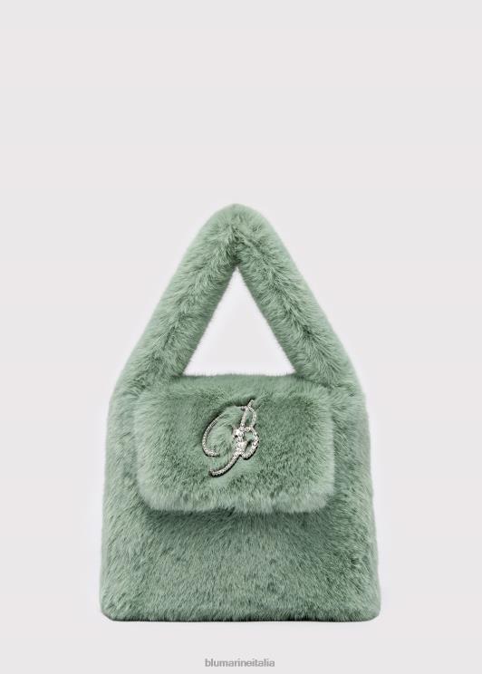 Blumarine donne Borsa a mano in pelliccia sintetica con spilla monogramma b in strass Accessori 0L44T278