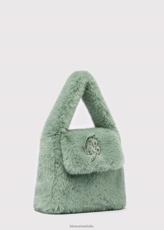 Blumarine donne Borsa a mano in pelliccia sintetica con spilla monogramma b in strass Accessori 0L44T278