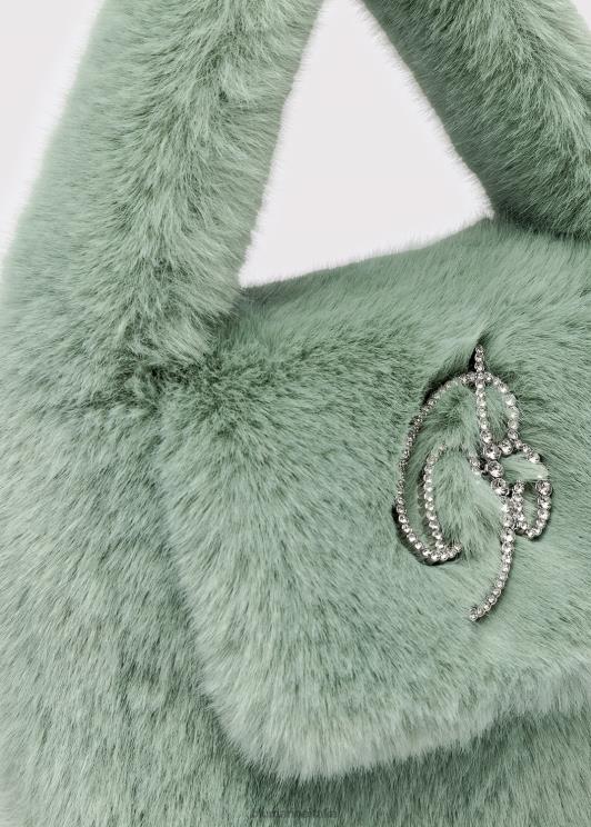Blumarine donne Borsa a mano in pelliccia sintetica con spilla monogramma b in strass Accessori 0L44T278