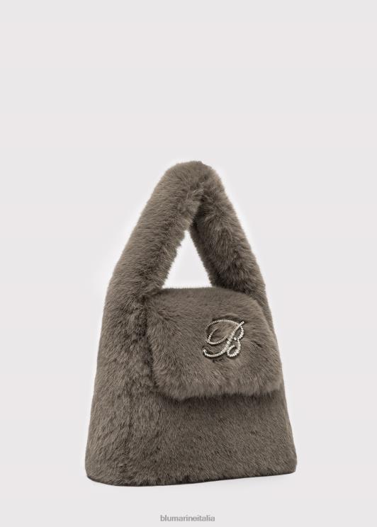 Blumarine donne Borsa a mano in pelliccia sintetica con spilla monogramma b in strass Accessori 0L44T279