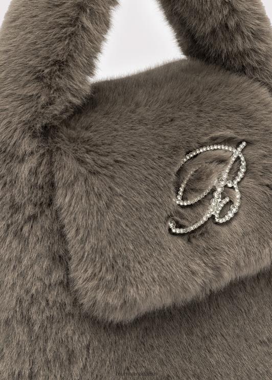 Blumarine donne Borsa a mano in pelliccia sintetica con spilla monogramma b in strass Accessori 0L44T279