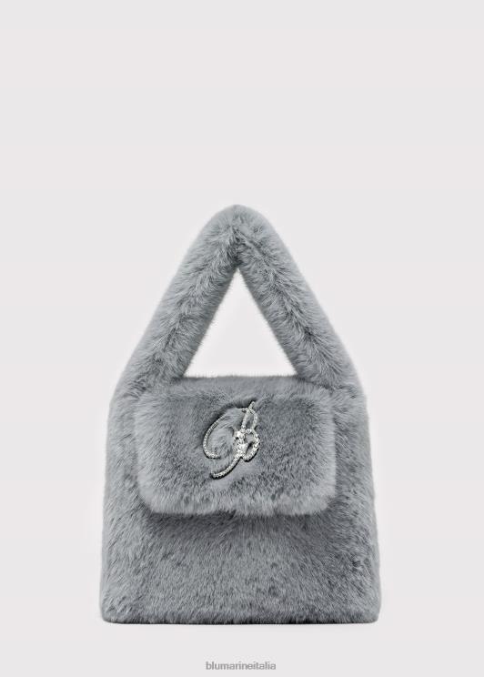 Blumarine donne Borsa a mano in pelliccia sintetica con spilla monogramma b in strass Accessori 0L44T280