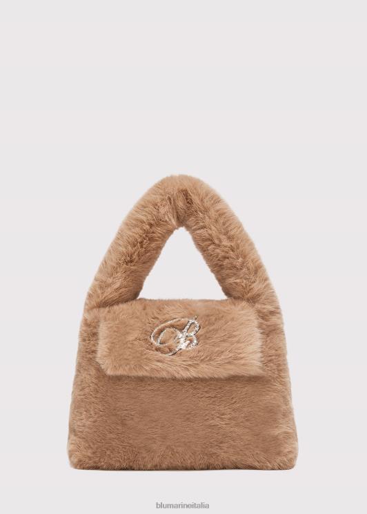 Blumarine donne Borsa a mano in pelliccia sintetica con spilla monogramma b in strass Accessori 0L44T282