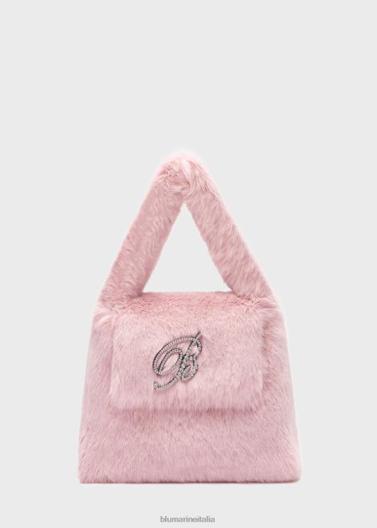 Blumarine donne Borsa a mano in pelliccia sintetica con spilla monogramma b in strass Accessori 0L44T283