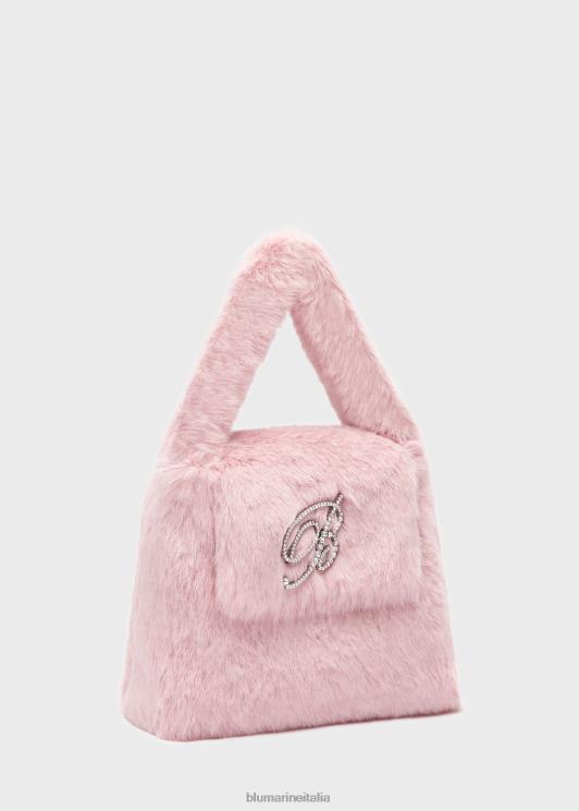 Blumarine donne Borsa a mano in pelliccia sintetica con spilla monogramma b in strass Accessori 0L44T283