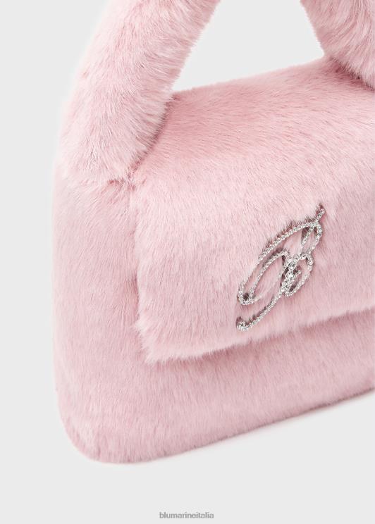 Blumarine donne Borsa a mano in pelliccia sintetica con spilla monogramma b in strass Accessori 0L44T283