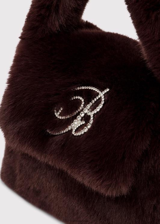 Blumarine donne Borsa a mano in pelliccia sintetica con spilla monogramma b in strass Accessori 0L44T284