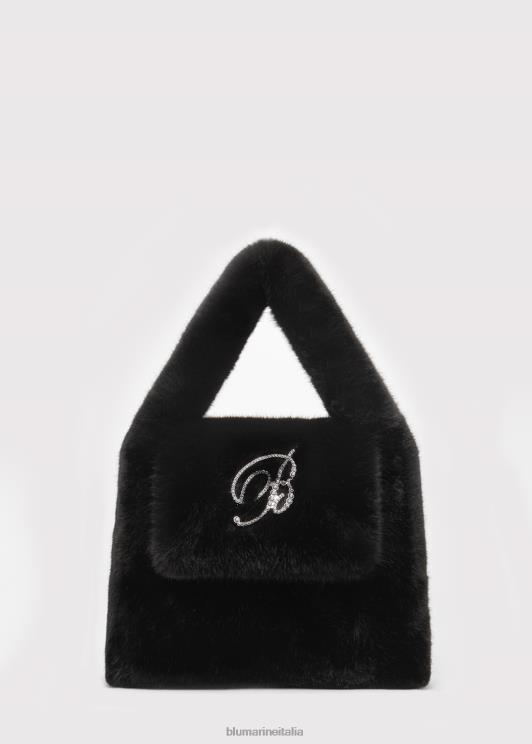 Blumarine donne Borsa a mano in pelliccia sintetica con spilla monogramma b in strass Accessori 0L44T285