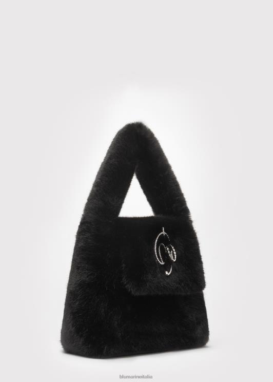 Blumarine donne Borsa a mano in pelliccia sintetica con spilla monogramma b in strass Accessori 0L44T285