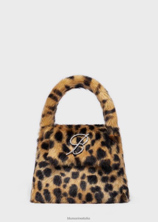 Blumarine donne Borsa in ecopelliccia stampa animalier con spilla monogramma b in strass Accessori 0L44T276