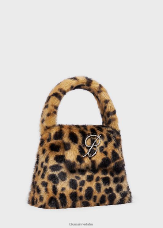 Blumarine donne Borsa in ecopelliccia stampa animalier con spilla monogramma b in strass Accessori 0L44T276