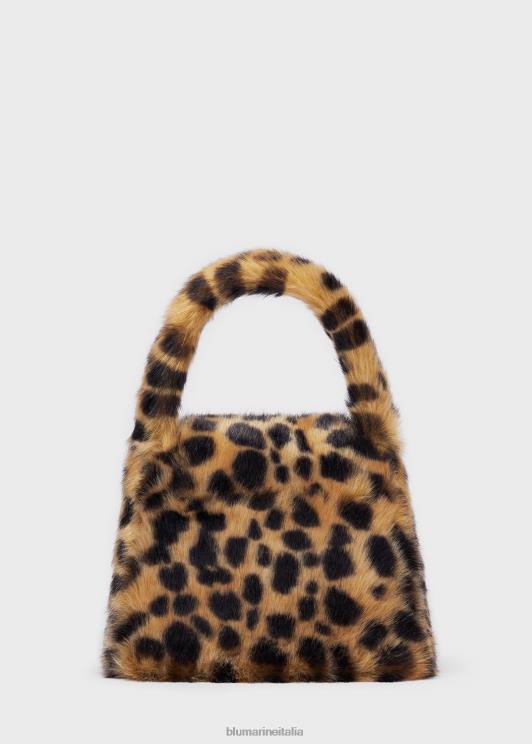 Blumarine donne Borsa in ecopelliccia stampa animalier con spilla monogramma b in strass Accessori 0L44T276