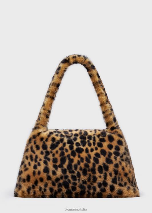 Blumarine donne Borsa large in ecopelliccia stampa animalier con spilla monogramma b in strass Accessori 0L44T203