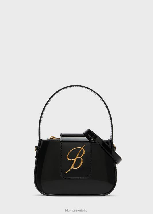 Blumarine donne borsa con patta in pelle verniciata con monogramma b Accessori 0L44T247