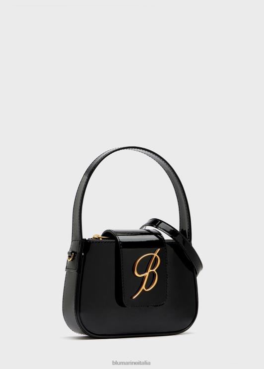 Blumarine donne borsa con patta in pelle verniciata con monogramma b Accessori 0L44T247