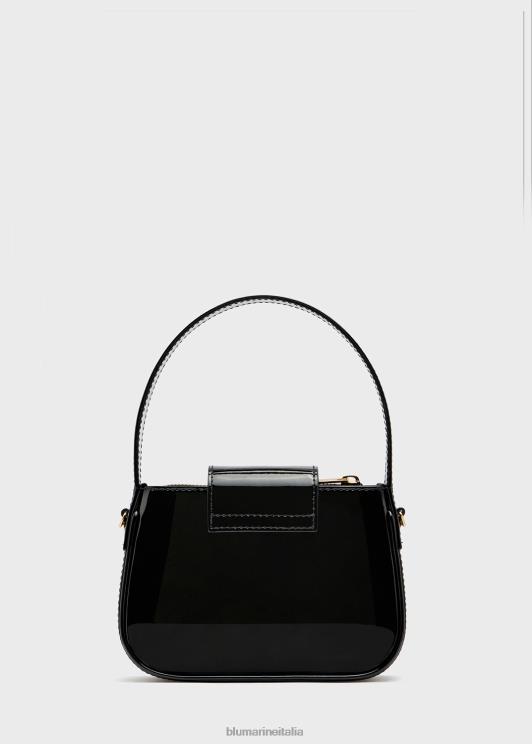 Blumarine donne borsa con patta in pelle verniciata con monogramma b Accessori 0L44T247