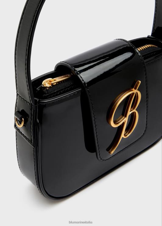 Blumarine donne borsa con patta in pelle verniciata con monogramma b Accessori 0L44T247