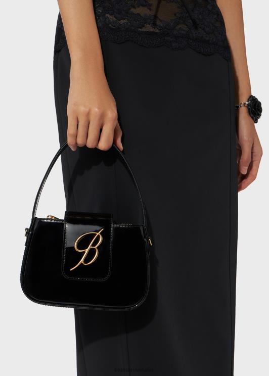 Blumarine donne borsa con patta in pelle verniciata con monogramma b Accessori 0L44T247
