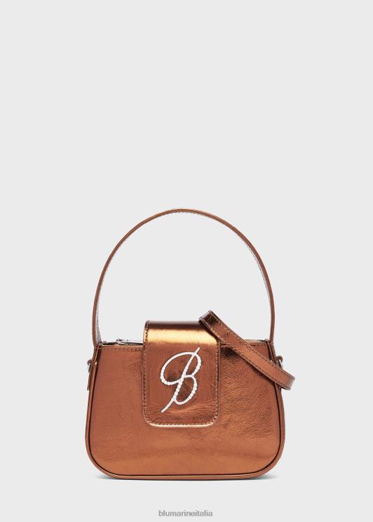 Blumarine donne borsa con patta laminata e monogramma b in strass Accessori 0L44T240
