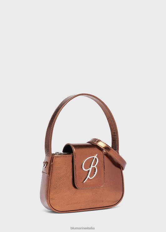 Blumarine donne borsa con patta laminata e monogramma b in strass Accessori 0L44T240