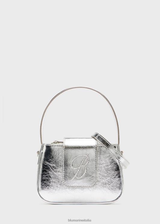 Blumarine donne borsa con patta laminata e monogramma b in strass Accessori 0L44T241