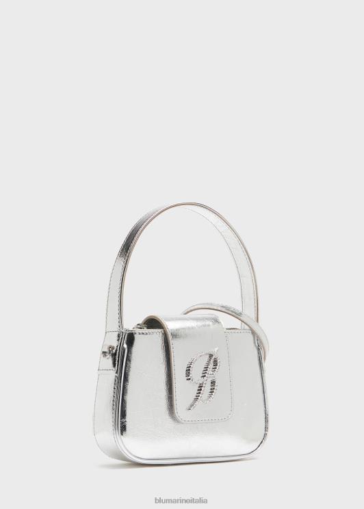 Blumarine donne borsa con patta laminata e monogramma b in strass Accessori 0L44T241