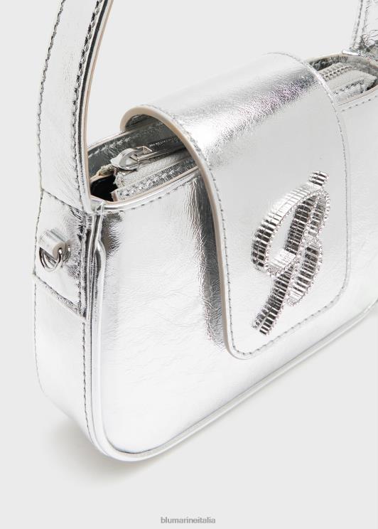 Blumarine donne borsa con patta laminata e monogramma b in strass Accessori 0L44T241