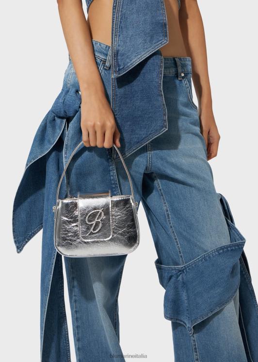 Blumarine donne borsa con patta laminata e monogramma b in strass Accessori 0L44T241