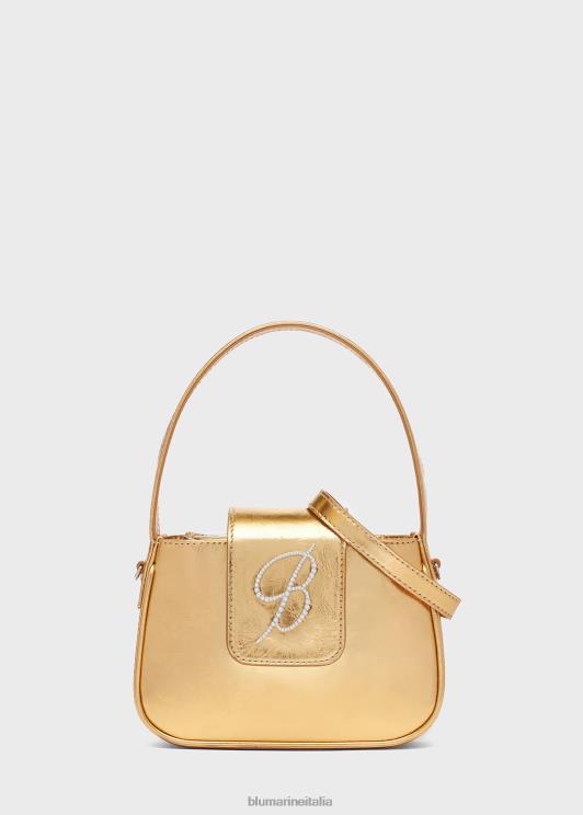 Blumarine donne borsa con patta laminata e monogramma b in strass Accessori 0L44T242